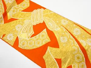 アンティーク　束ね熨斗に菊・古典柄織り出し袋帯（着用可）